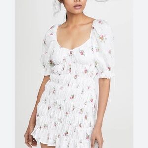 For Love & Lemons Tarte Eyelet Smocked Mini Dress